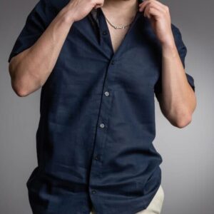 Camisa de lino manga corta "ABHA"